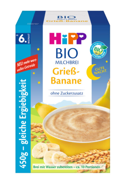 HiPP Good Night Semolina Banana Organic Milk & Cereal 450 g